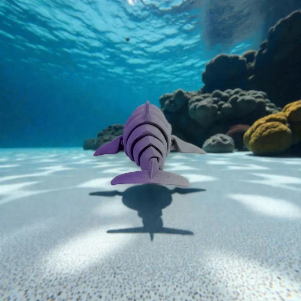 Cute Dolphin Silk Midnight Purple - Back
