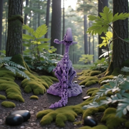 Skeleton Parasaurolophus With Stand And Stick Silk Midnight Purple - Back