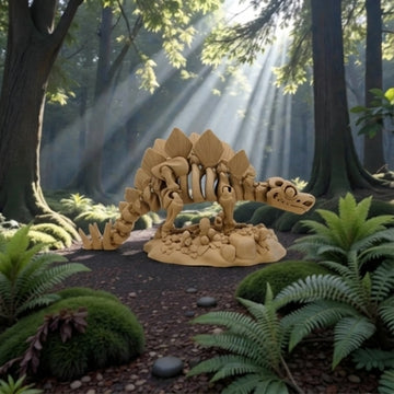 Skeleton Stegosaurus With Stand Wood - Side