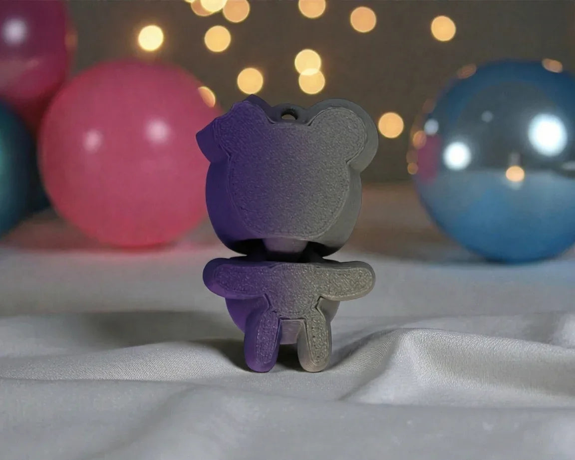Tiny Halloween Bear Silk Midnight Purple - Back