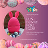 Promotional image of a chocolate egg with bunny ears, surrounded by Easter eggs, on a pink background with 'Toyko' branding.