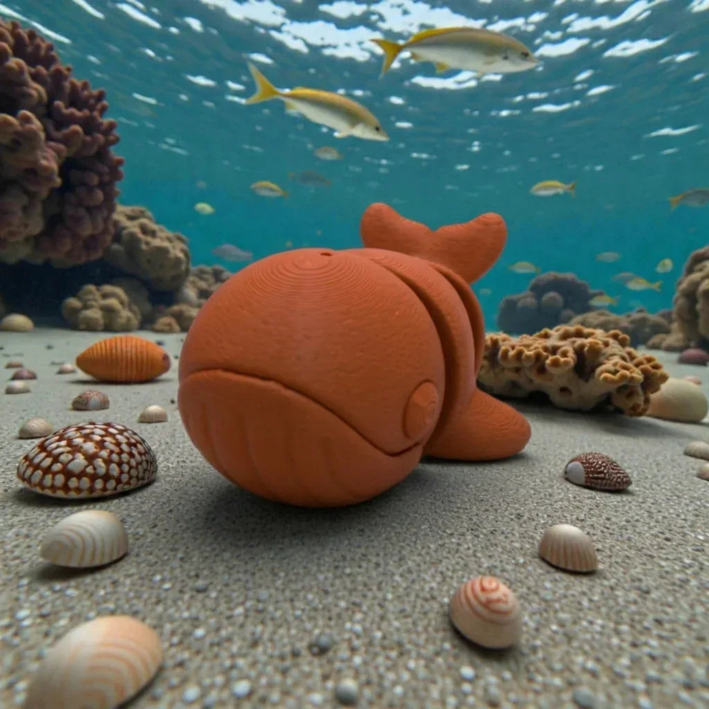 Baby Blue Whale Silk Red Copper - Front