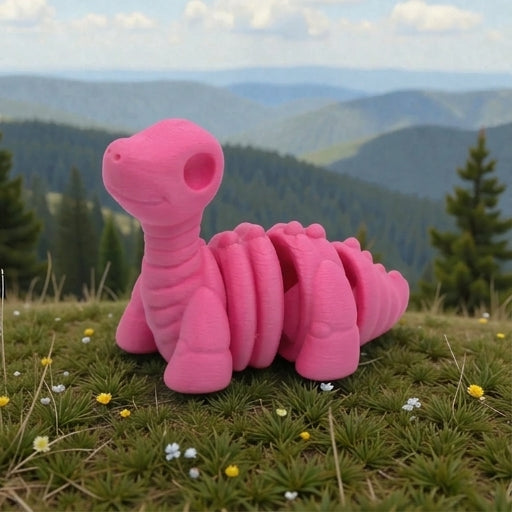 Baby Brontosaurus Skeleton Silk Pink Yellow - Side