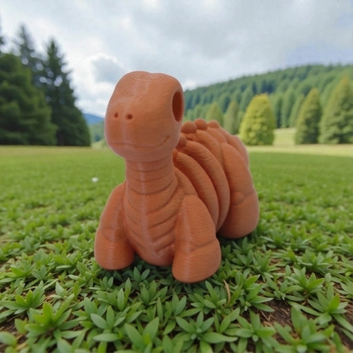 Baby Brontosaurus Skeleton Silk Red Copper - Front