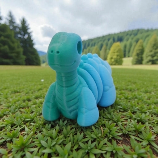 Baby Brontosaurus Skeleton Silk Sapphire Forest - Front