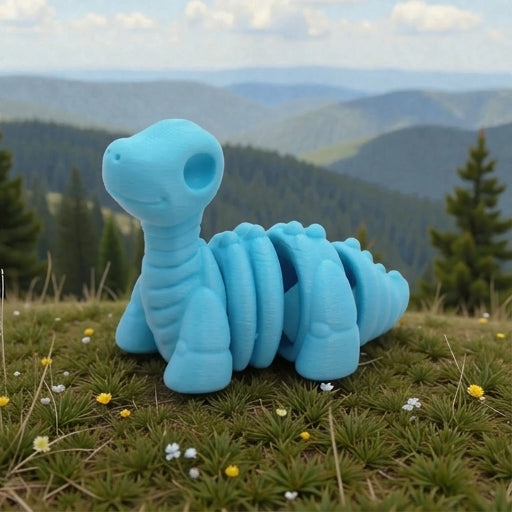 Baby Brontosaurus Skeleton Silk Sapphire Forest - Side
