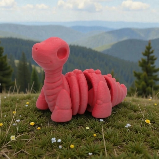 Baby Brontosaurus Skeleton Silk Smokey Wine - Side
