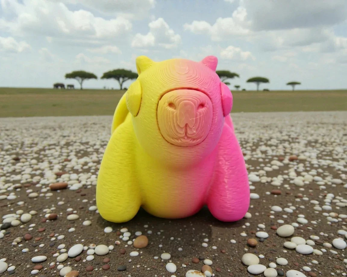 Baby Capybara Silk Pink Yellow - Front