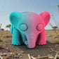 Baby Elephant Silk Teal Orange Red - Front