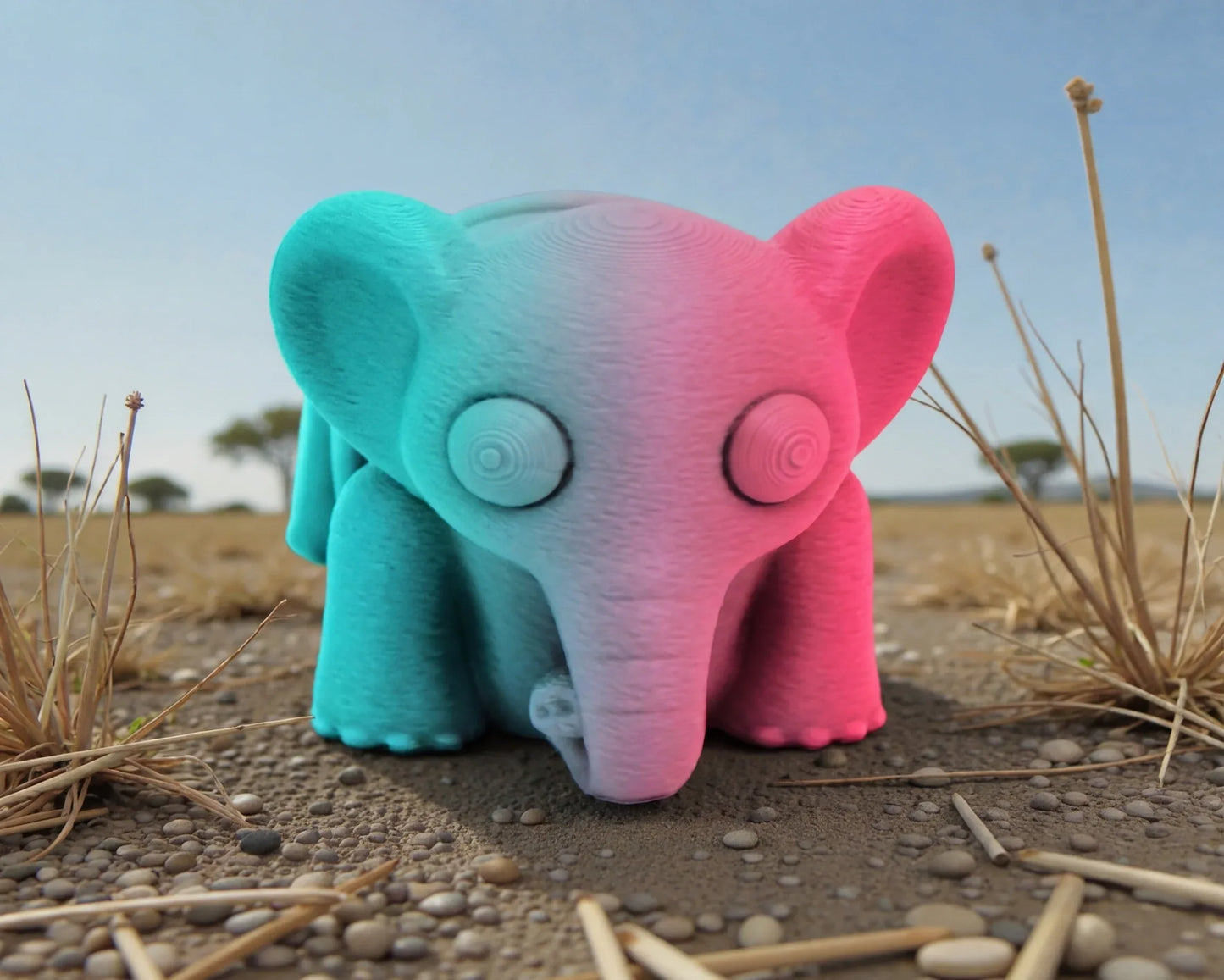 Baby Elephant Silk Teal Orange Red - Front