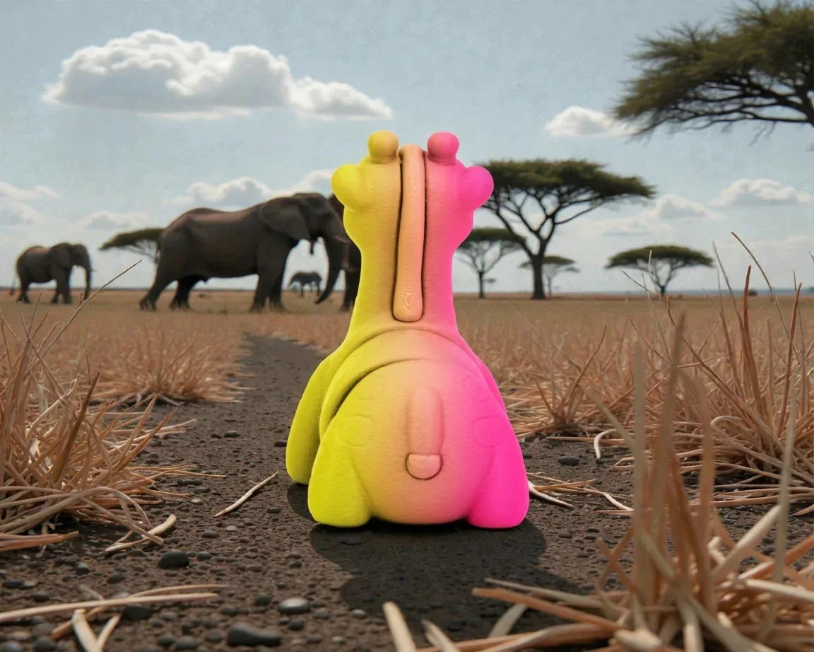 Baby Giraffe Silk Pink Yellow - Back
