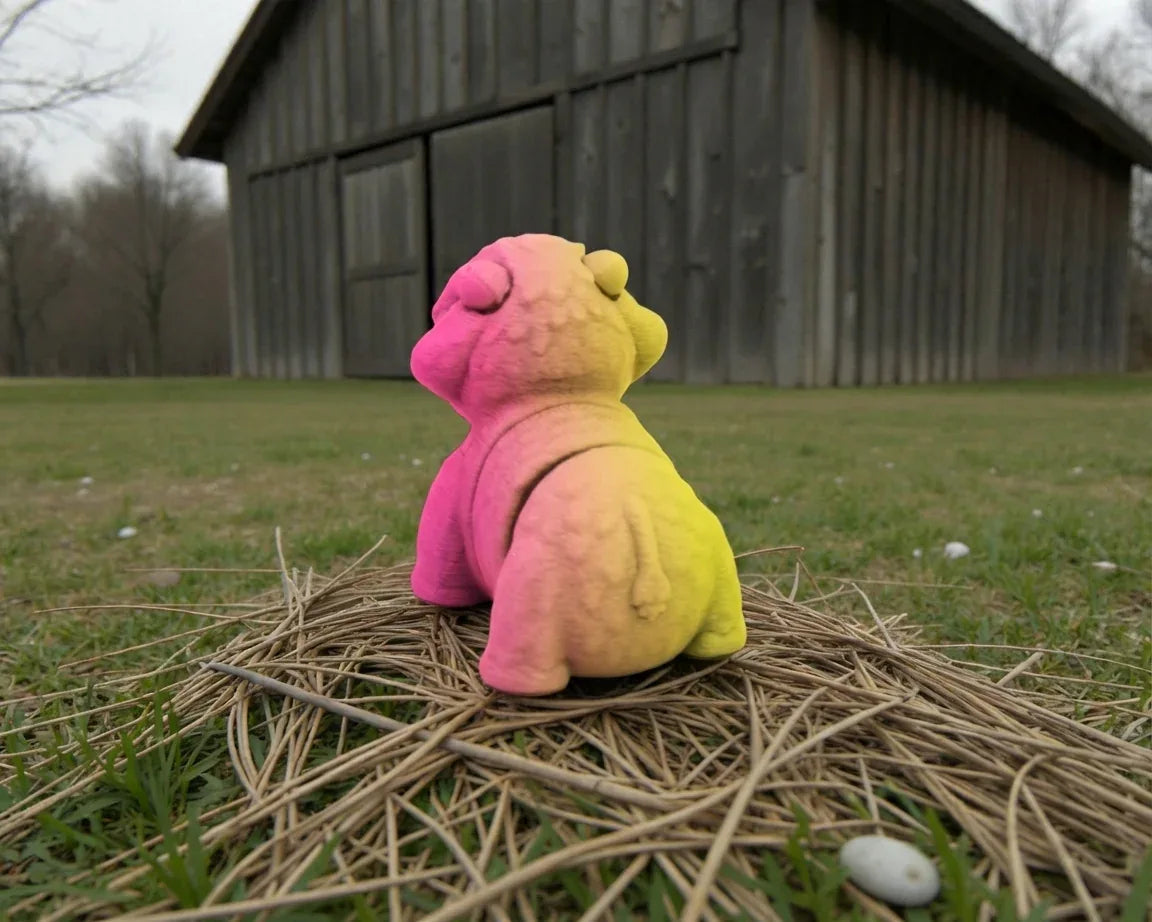 Baby Highland Cow Silk Pink Yellow - Back