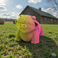 Baby Highland Cow Silk Pink Yellow - Front