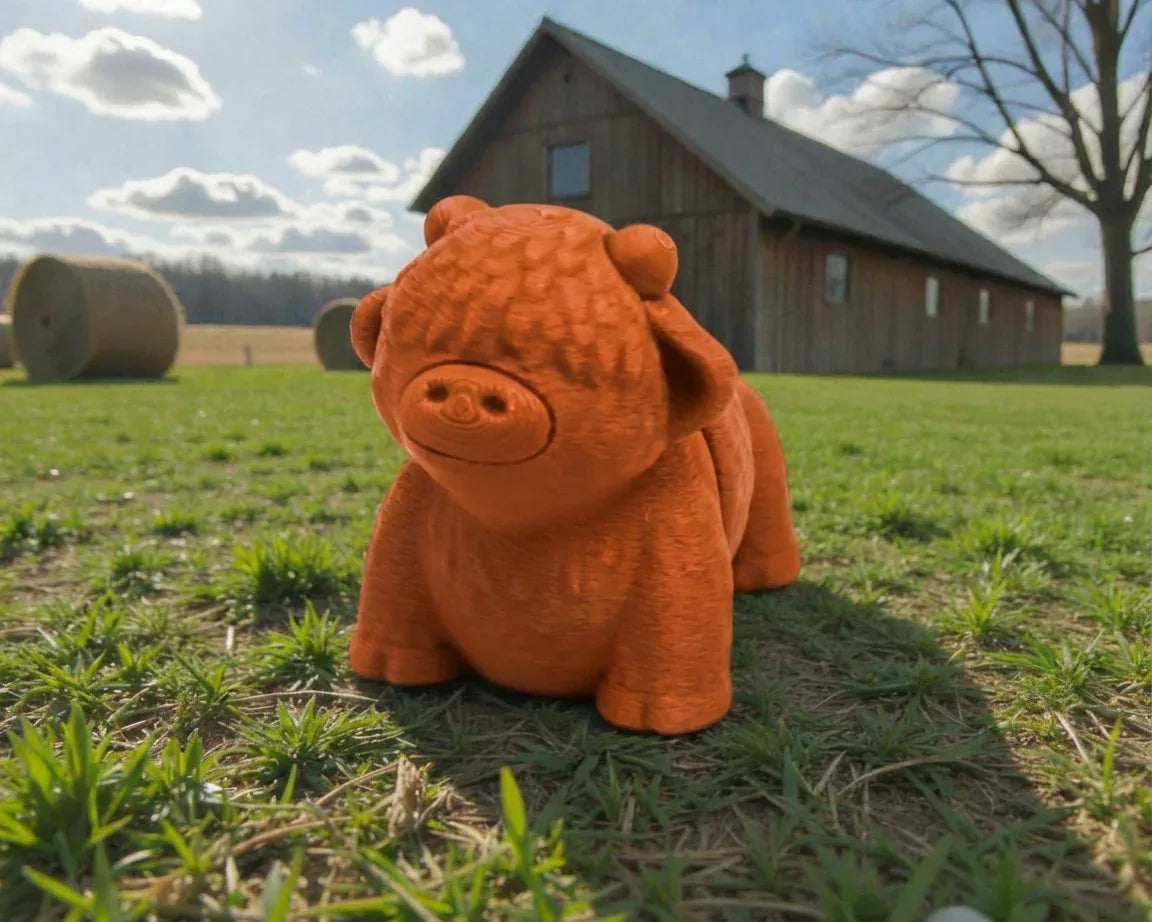 Baby Highland Cow Silk Red Copper - Front