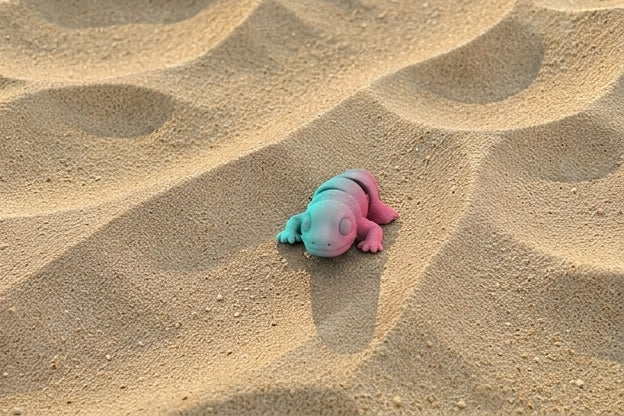 Baby Leopard Gecko Silk Teal Orange Red - Front