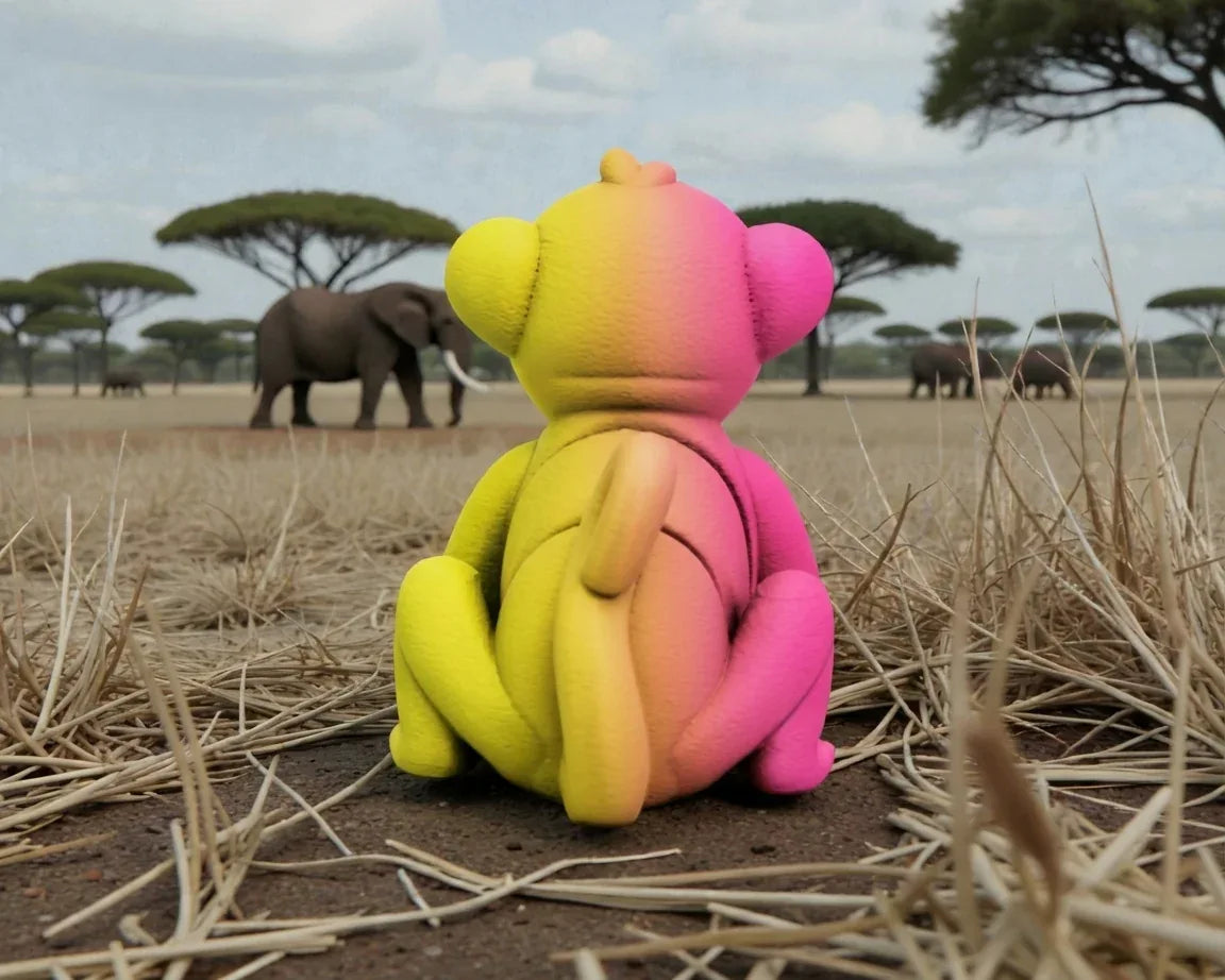 Baby Monkey Silk Pink Yellow - Back