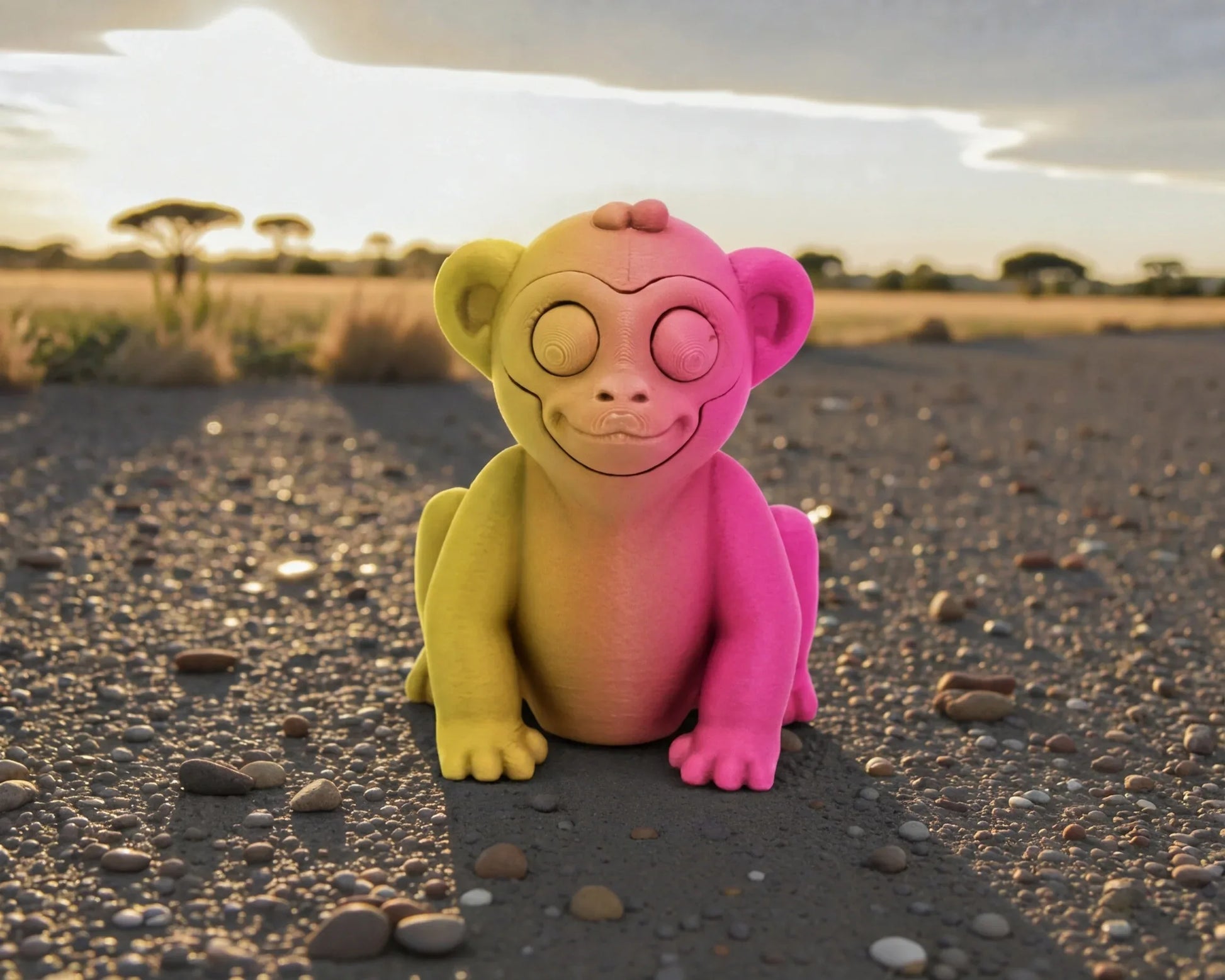 Baby Monkey Silk Pink Yellow - Front
