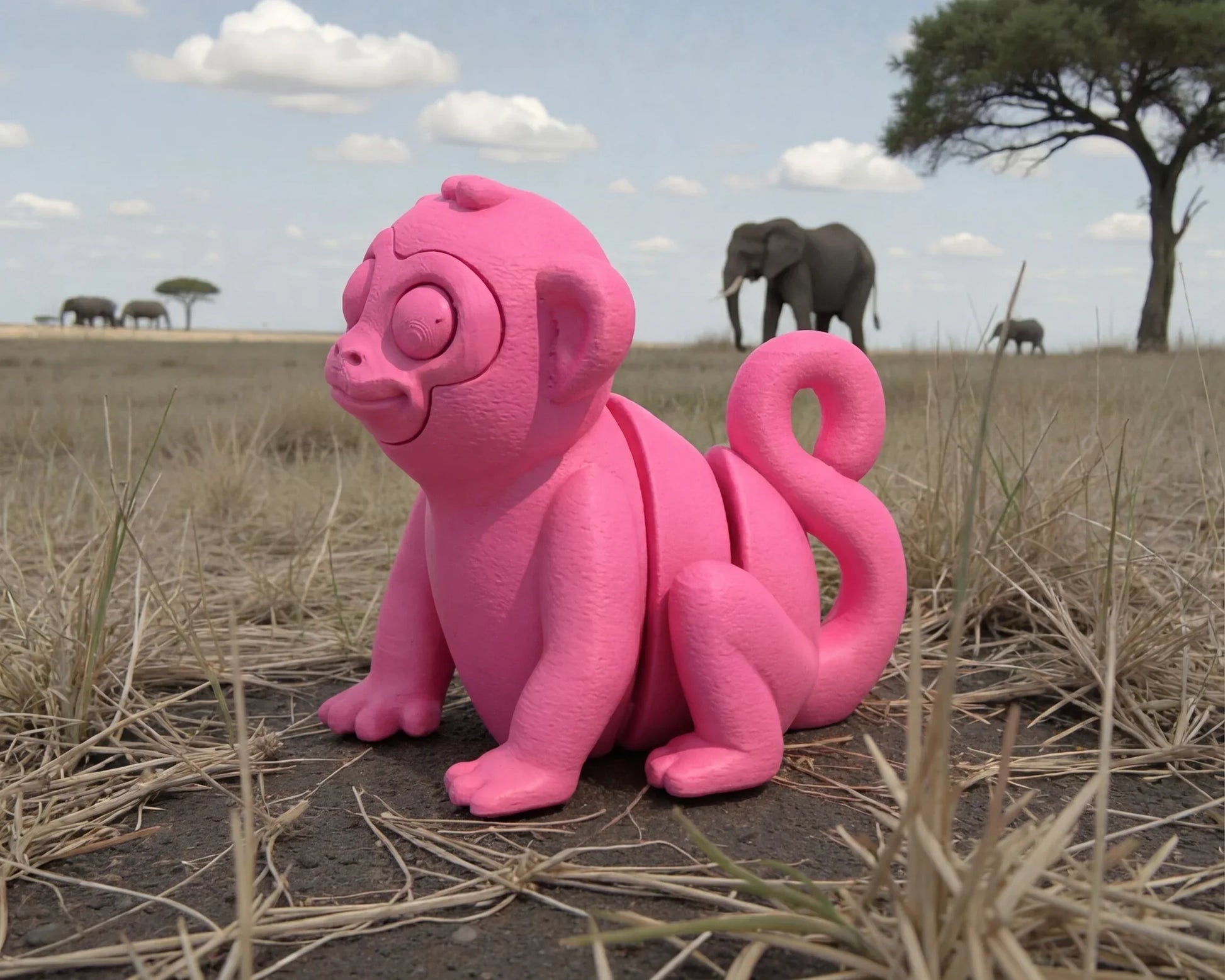 Baby Monkey Silk Pink Yellow - Side
