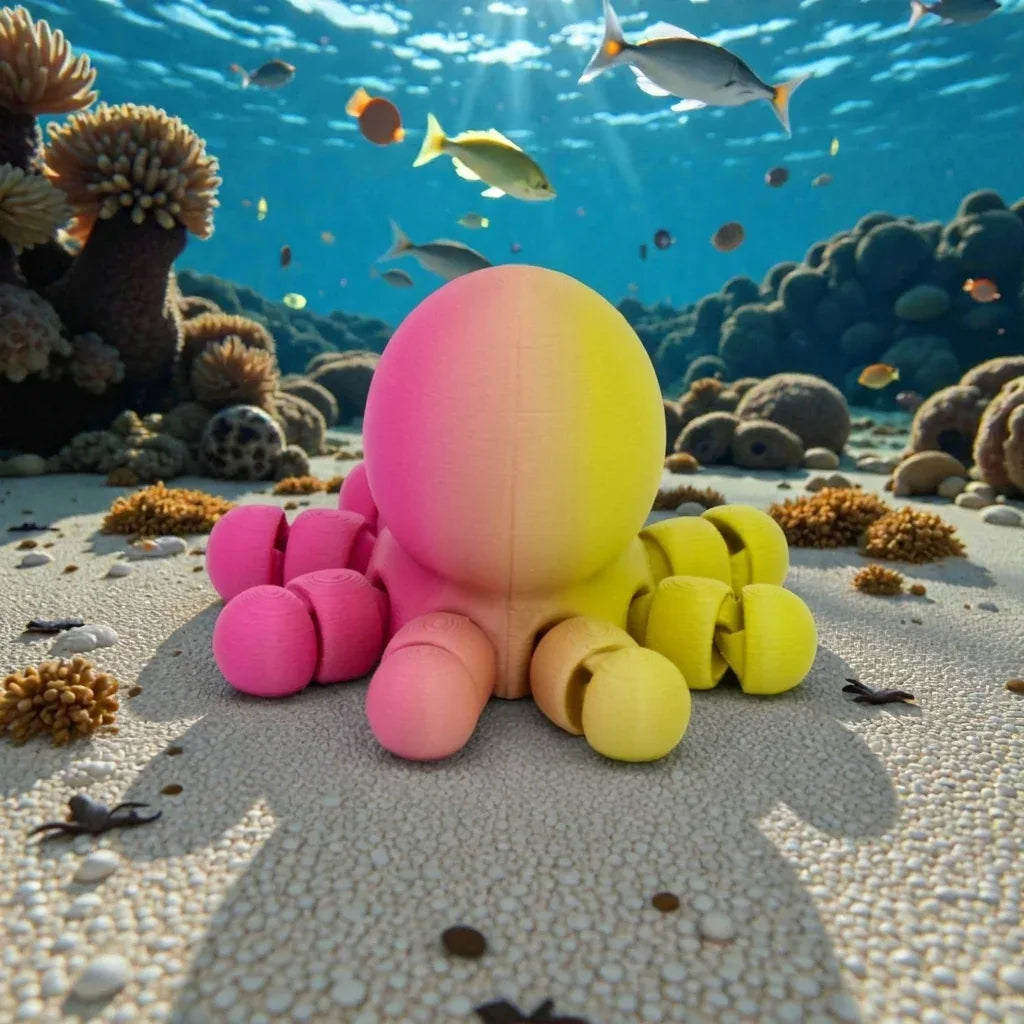 Baby Octopus Silk Pink Yellow - Back
