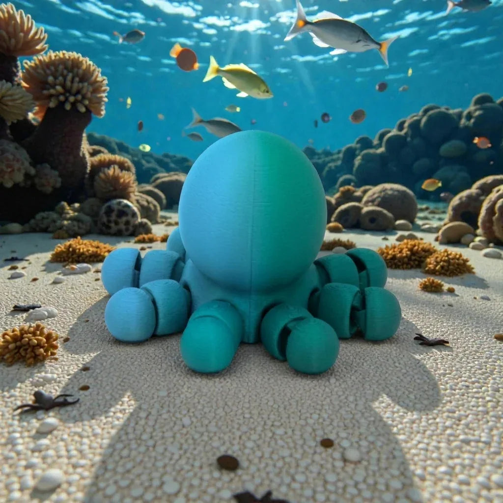 Baby Octopus Silk Sapphire Forest - Back