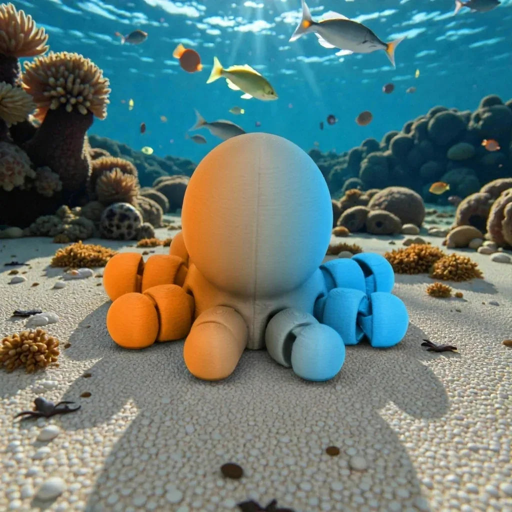 Baby Octopus Silk Tropical Sunset - Back