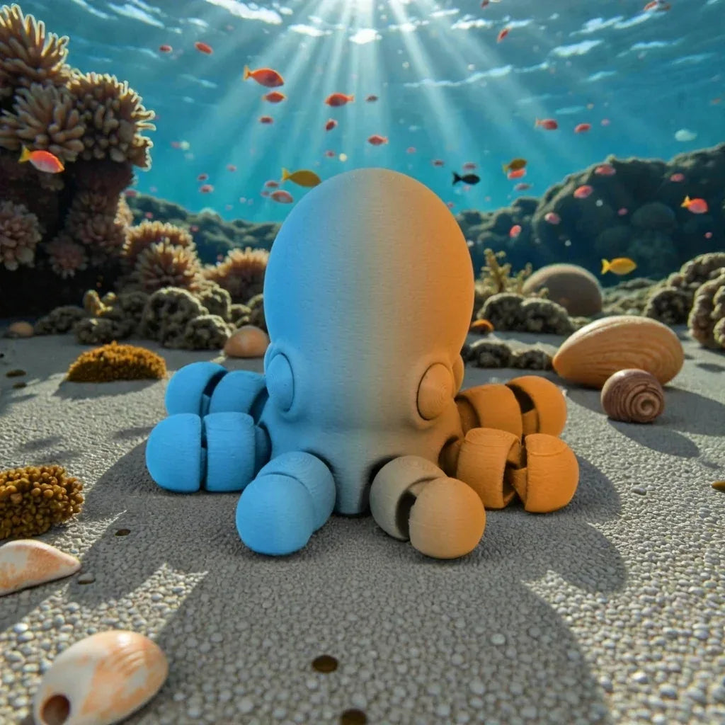 Baby Octopus Silk Tropical Sunset - Front