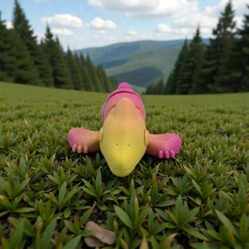 Baby Pterodactyl Silk Pink Yellow - Front