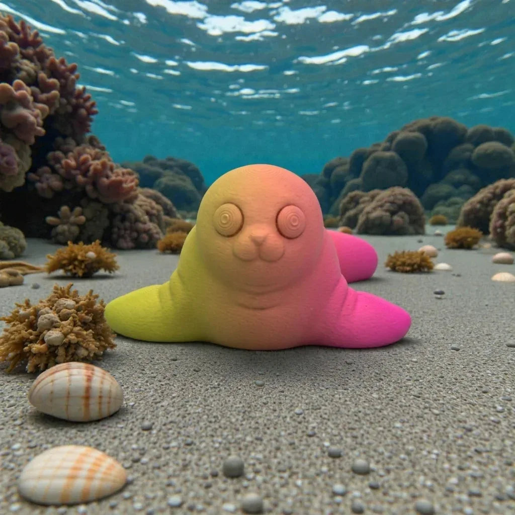 Baby Seal Silk Pink Yellow - Front