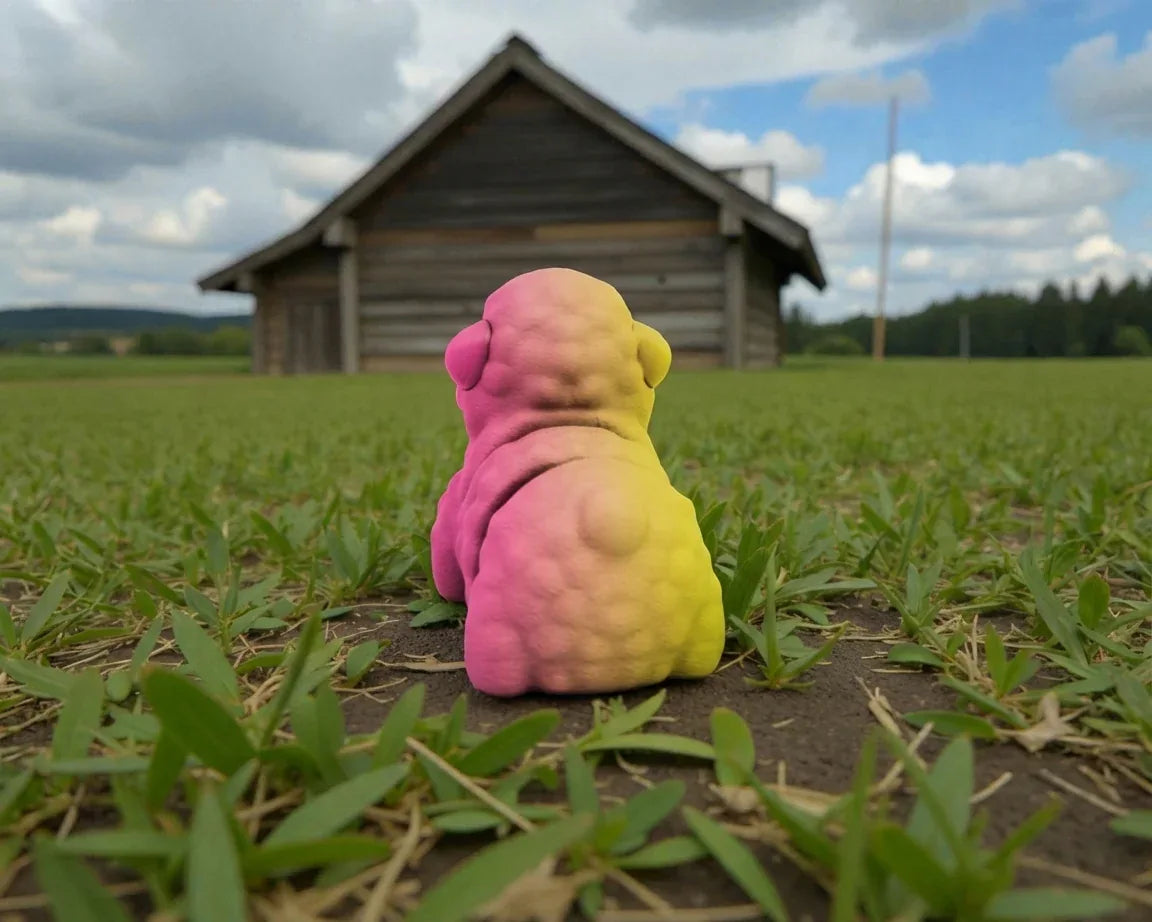Baby Sheep Silk Pink Yellow - Back