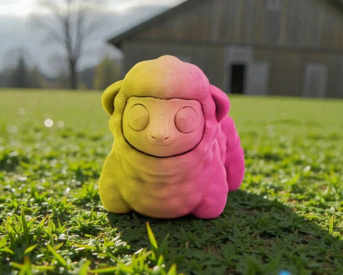 Baby Sheep Silk Pink Yellow - Front