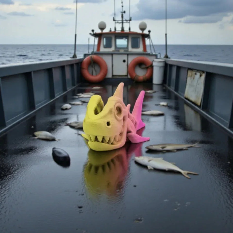 Baby Skeleton Shark Silk Pink Yellow - Front