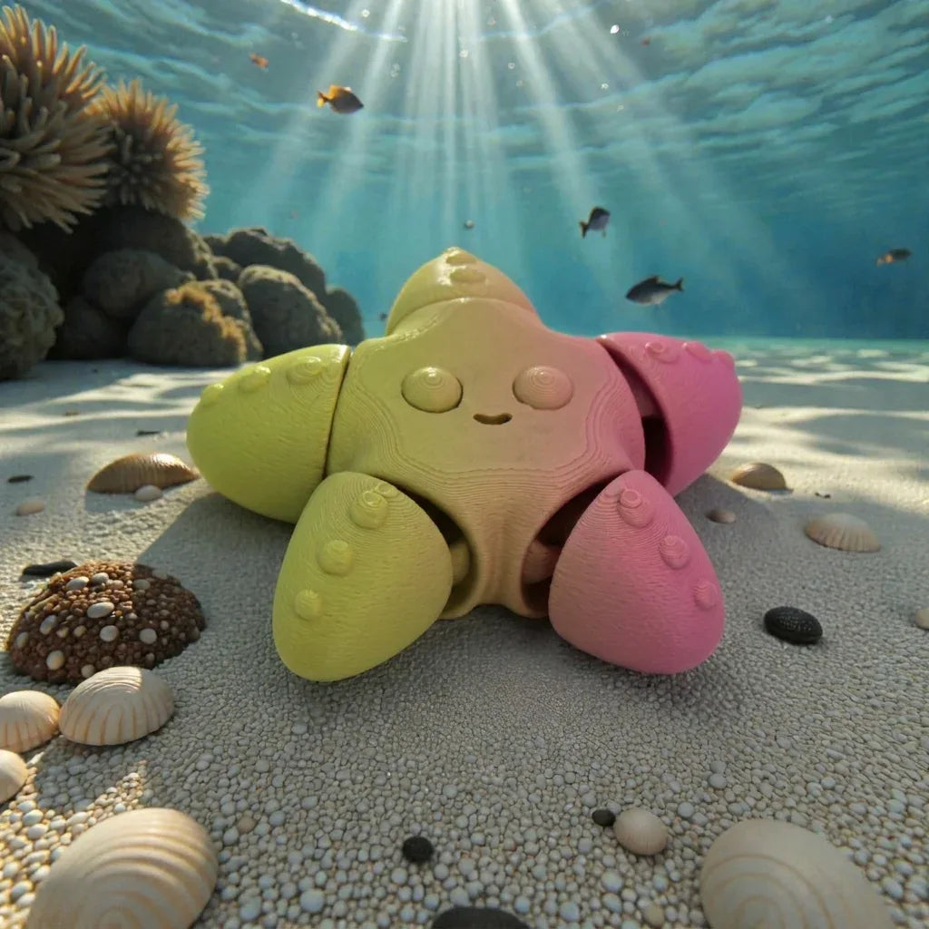 Baby Starfish Silk Pink Yellow - Front