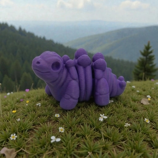 Baby Stegosaurus Skeleton Silk Midnight Purple - Side