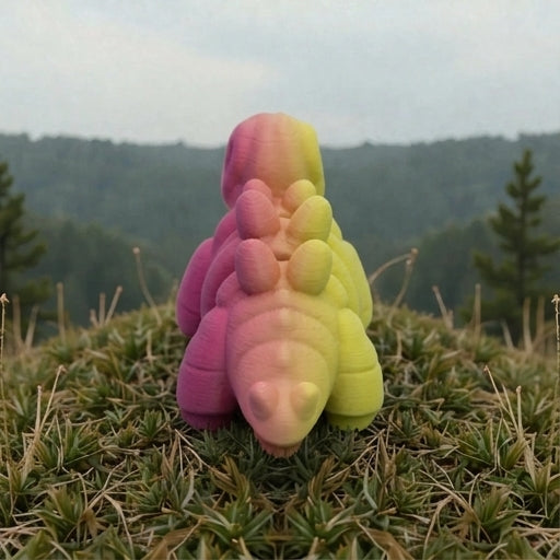 Baby Stegosaurus Skeleton Silk Pink Yellow - Back