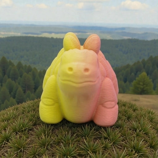 Baby Stegosaurus Skeleton Silk Pink Yellow - Front