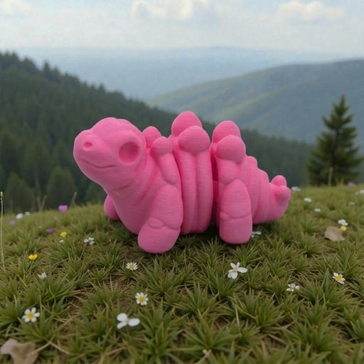 Baby Stegosaurus Skeleton Silk Pink Yellow - Side