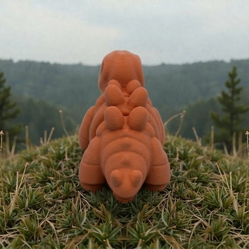 Baby Stegosaurus Skeleton Silk Red Copper - Back