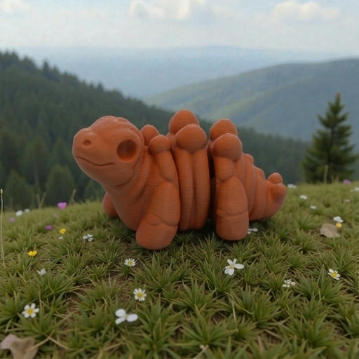 Baby Stegosaurus Skeleton Silk Red Copper - Side