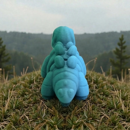 Baby Stegosaurus Skeleton Silk Sapphire Forest - Back