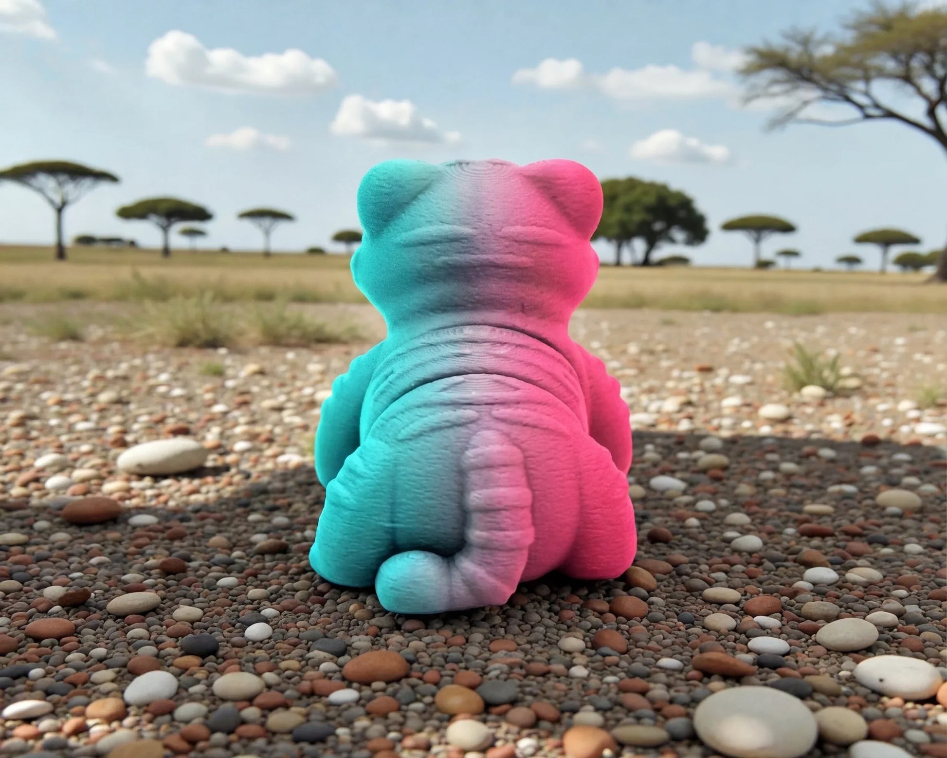 Baby Tiger Silk Teal Orange Red - Back