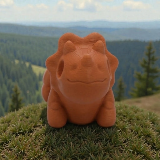 Baby Triceratops Skeleton Silk Red Copper - Front