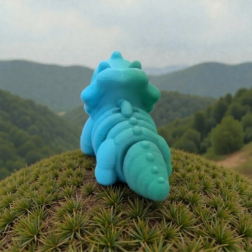 Baby Triceratops Skeleton Silk Sapphire Forest - Back