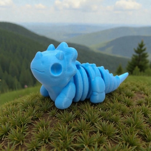 Baby Triceratops Skeleton Silk Sapphire Forest - Side