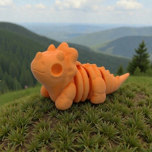 Baby Triceratops Skeleton Silk Tropical Sunset - Side