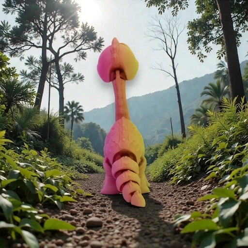 Brachiosaurus Silk Pink Yellow - Back