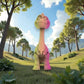 Brachiosaurus Silk Pink Yellow - Front