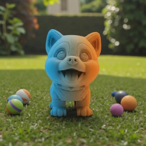 Chibi Husky Silk Tropical Sunset - Front