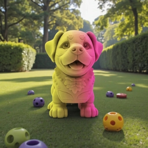 Chibi Rottweiler Silk Pink Yellow - Front