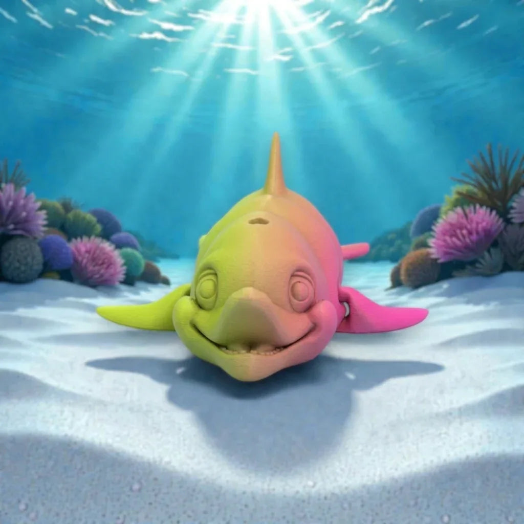 Cute Dolphin Silk Pink Yellow - Front