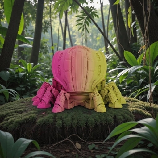 Cyber Crab Silk Pink Yellow - Back